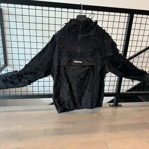 Supreme Distressed Pullover quarter  zip hoodie ‘BLACK ’  HOODIE